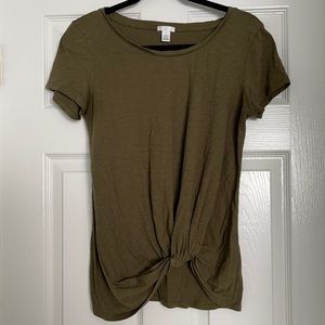 BP olive t-shirt with twist at bottom